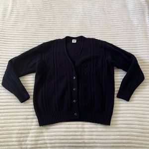 Sunday Best Navy Cable Knit Button-Up Classic Cardigan